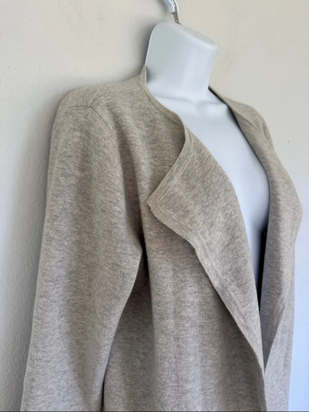 J. Crew light gray wool blend longline draped waterfall cardigan size small